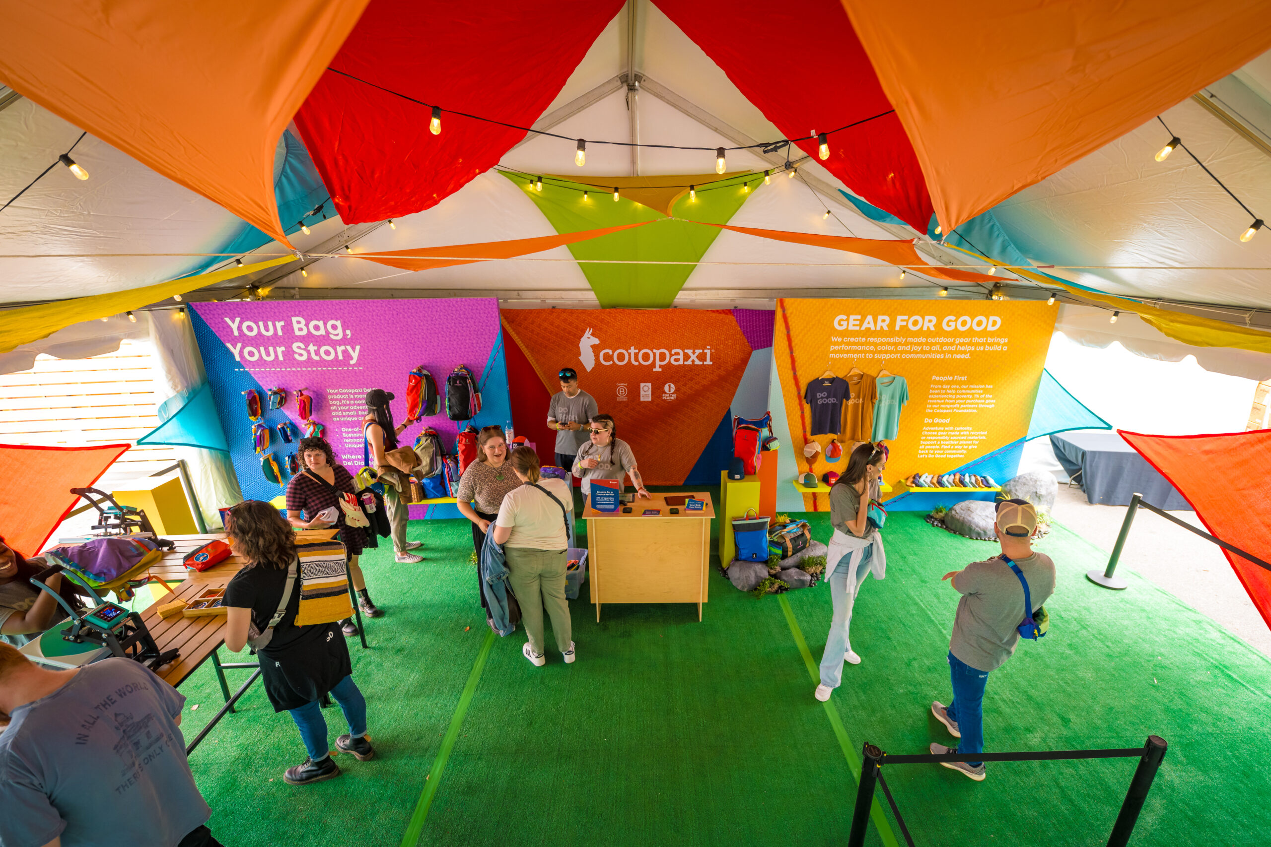 A birds-eye view of the inside of the Cotopaxi tent.