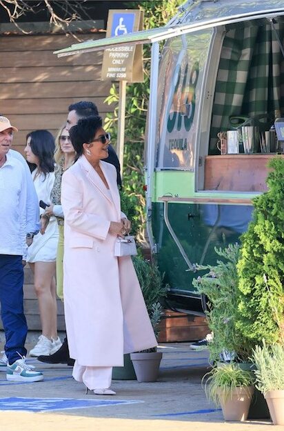 Kris Jenner approaching the 818 Airstream.