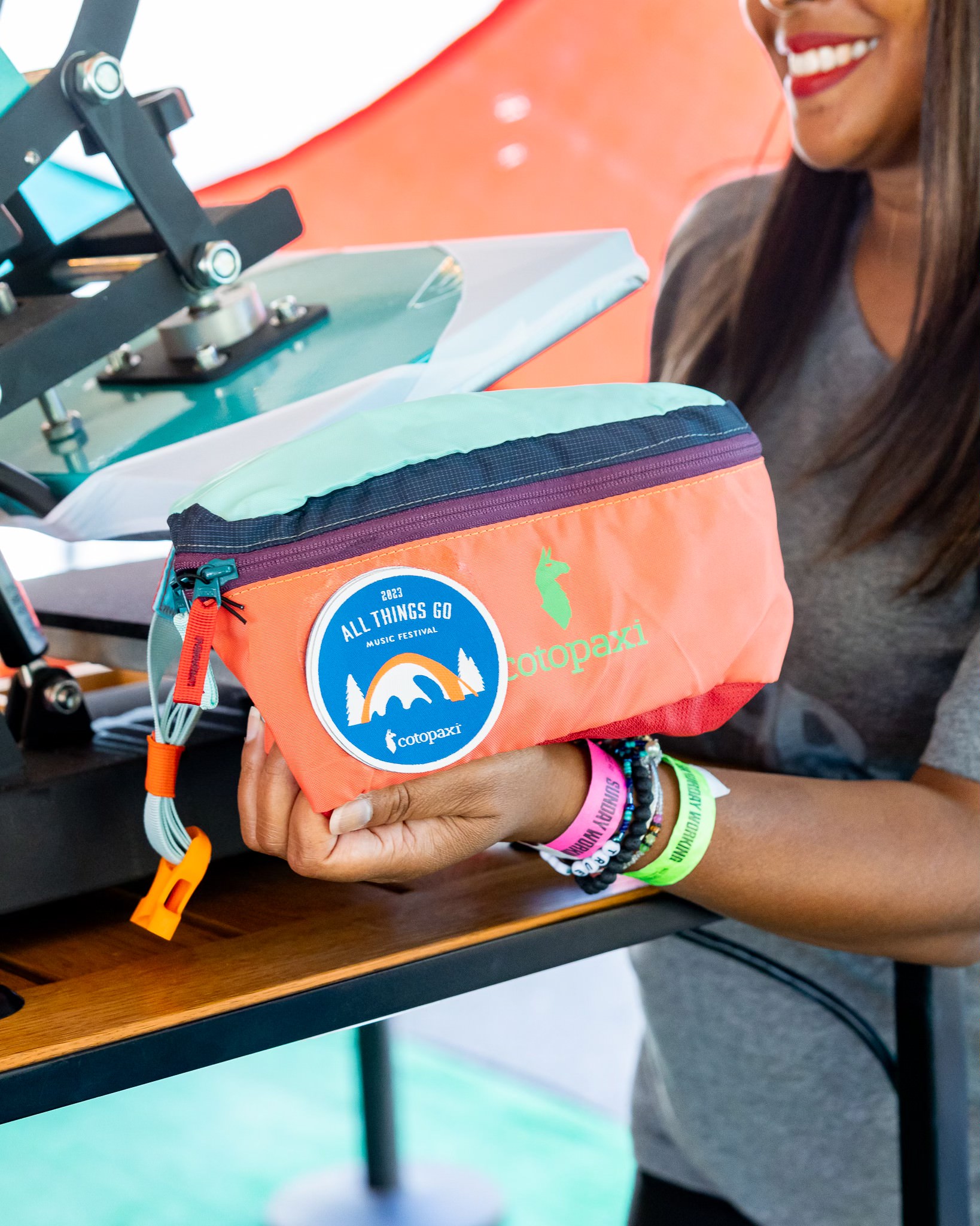 A customized Cotopaxi bag at All Things Go.