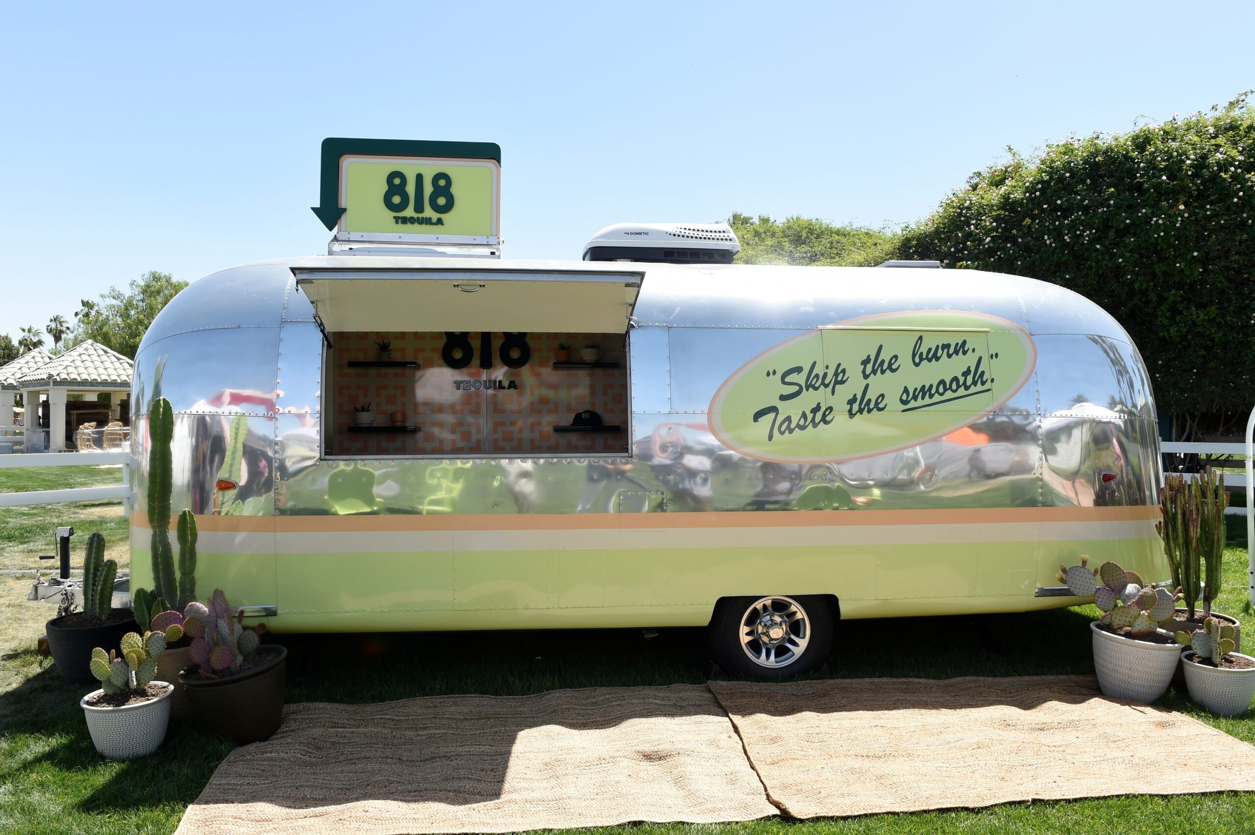 The front of the 818 Tequila Airstream at Revolve Festival.