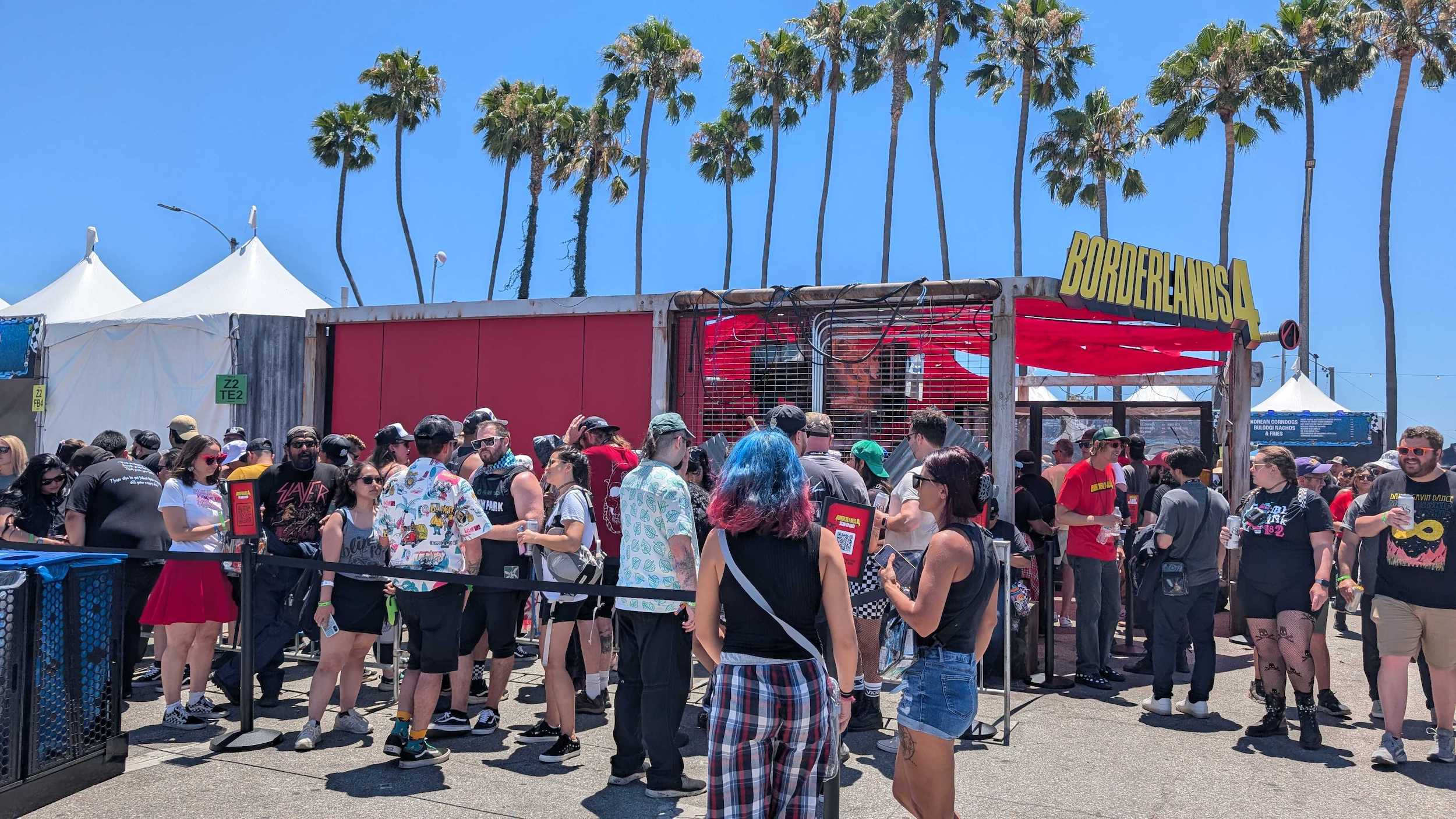 line of people at borderlands activation